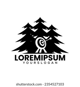 archery target in forest logo design template