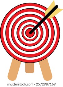 Archery target icon. Archery target with arrow. Target Sports Glyph symbol isolated on transparent background. Goal sign icon. Arrow hitting the center of target - success business concepts.