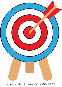 Archery target icon. Archery target with arrow. Target Sports Glyph symbol isolated on transparent background. Goal sign icon. Arrow hitting the center of target - success business concepts.