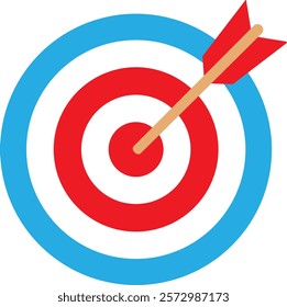 Archery target icon. Archery target with arrow. Target Sports Glyph symbol isolated on transparent background. Goal sign icon. Arrow hitting the center of target - success business concepts.