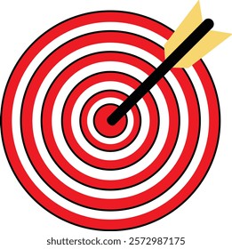 Archery target icon. Archery target with arrow. Target Sports Glyph symbol isolated on transparent background. Goal sign icon. Arrow hitting the center of target - success business concepts.