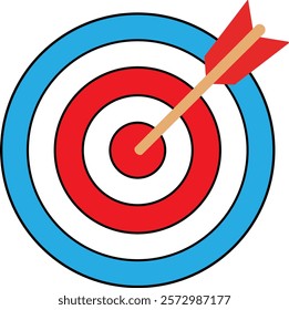 Archery target icon. Archery target with arrow. Target Sports Glyph symbol isolated on transparent background. Goal sign icon. Arrow hitting the center of target - success business concepts.