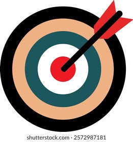 Archery target icon. Archery target with arrow. Target Sports Glyph symbol isolated on transparent background. Goal sign icon. Arrow hitting the center of target - success business concepts.