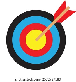 Archery target icon. Archery target with arrow. Target Sports Glyph symbol isolated on transparent background. Goal sign icon. Arrow hitting the center of target - success business concepts.