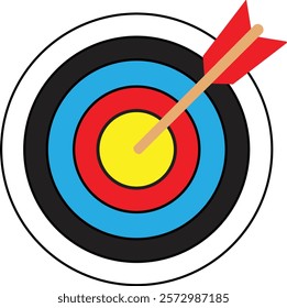 Archery target icon. Archery target with arrow. Target Sports Glyph symbol isolated on transparent background. Goal sign icon. Arrow hitting the center of target - success business concepts.