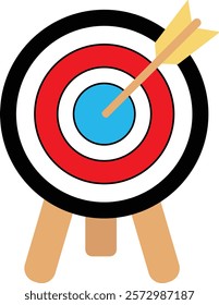 Archery target icon. Archery target with arrow. Target Sports Glyph symbol isolated on transparent background. Goal sign icon. Arrow hitting the center of target - success business concepts.