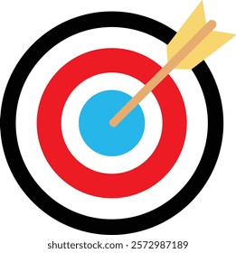 Archery target icon. Archery target with arrow. Target Sports Glyph symbol isolated on transparent background. Goal sign icon. Arrow hitting the center of target - success business concepts.