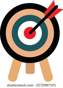 Archery target icon. Archery target with arrow. Target Sports Glyph symbol isolated on transparent background. Goal sign icon. Arrow hitting the center of target - success business concepts.