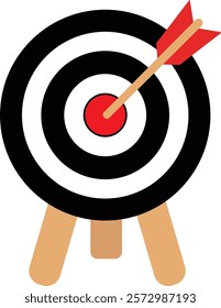 Archery target icon. Archery target with arrow. Target Sports Glyph symbol isolated on transparent background. Goal sign icon. Arrow hitting the center of target - success business concepts.