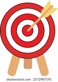 Archery target icon. Archery target with arrow. Target Sports Glyph symbol isolated on transparent background. Goal sign icon. Arrow hitting the center of target - success business concepts.