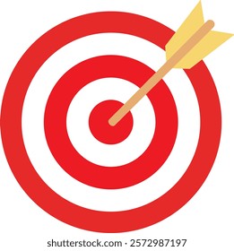 Archery target icon. Archery target with arrow. Target Sports Glyph symbol isolated on transparent background. Goal sign icon. Arrow hitting the center of target - success business concepts.