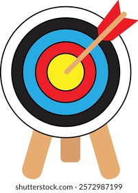 Archery target icon. Archery target with arrow. Target Sports Glyph symbol isolated on transparent background. Goal sign icon. Arrow hitting the center of target - success business concepts.