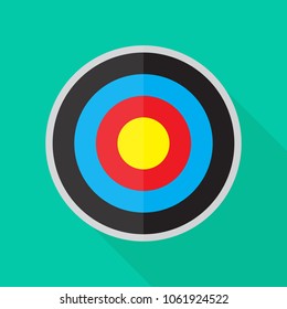 archery target icon in flat style with long shadow, isolated vector illustration on green transparent background
