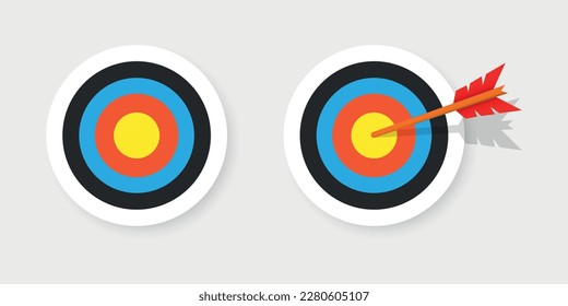 Archery target icon in flat style. Dartboard vector illustration on isolated background. Aim accuracy sign business concept.