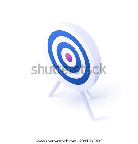 Archery target icon illustration in isometric vector design. Bullseye or bull's eye dartboard isolated on white background.
