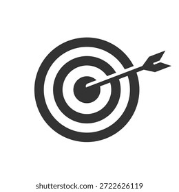 Ícone de destino do tiro com arco isolado ilustração de vetor de design de estilo plano em fundo branco.