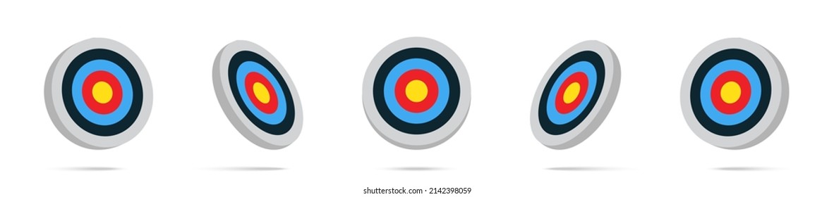 Archery Target Icon Set. Target Icon Set. Bullseye Concept Vector Illustration. Goal Concept Icons. Vector Graphic EPS 10