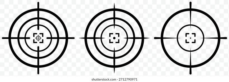 Archery Target Icon Set Colorful Aim and Goal Symbols for Business and Sport Concepts Vector Illustration. Aim icon symbol pictogram set. Target icon set crosshair bullseye vector for precision aim 