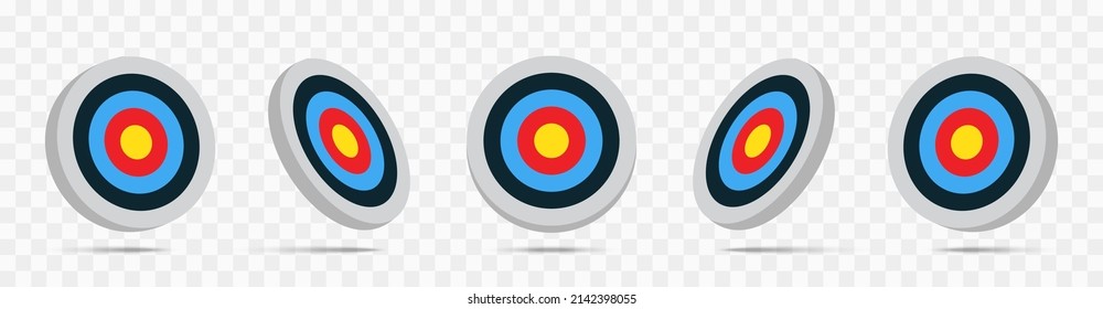 Archery Target Isolated On Transparent Background. Target Icon Set. Bullseye Concept Vector Illustration. Vector Graphic EPS 10