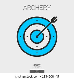 Archery Target line icon two colors