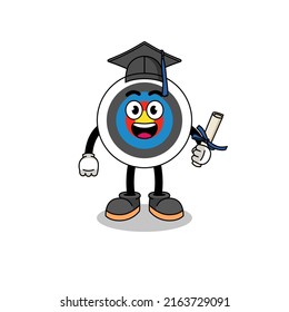 archery target mascot with graduation pose , character design
