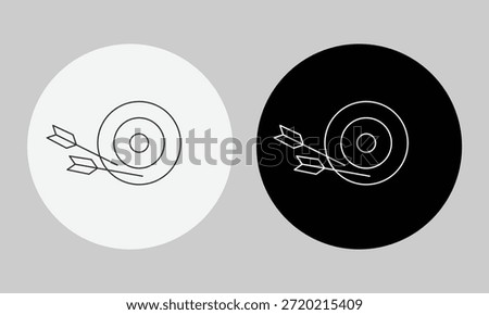 Archery Target and Missing Arrows Icon, Minimalist Line Art Vector for Business Failure, Poor Performance, Unmet Goals, and Strategy Inaccuracy Awareness Symbol