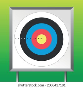 Archery target on green background. Vector illustration