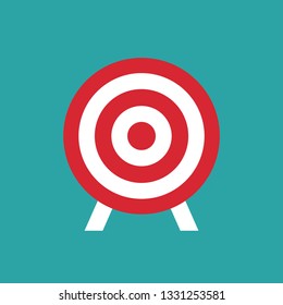 Archery Target red icon  isolated on blue background. Dartboard vector illustration. Aim, goal, focus sign.  Goal achieve concept. 