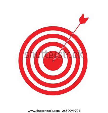 Archery target in red and white. Archery aim symbol. Dart circle. Success symbol. Archery target . EPS 10 . Vector Illustration .