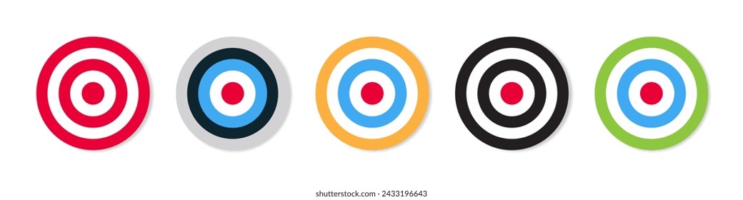 Archery target set with arrow. Goal achievement concept. Colorful Targets with arrow. Bullseye concept.