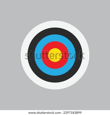 Archery target. Shoting target.   Isolated at grey background. Concept of archery or reaching the goal in business. Vector illustration. Target icon vector. Arrow icon. Design, cartoon, icon