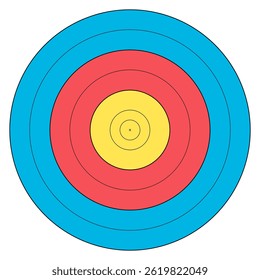 Zielscheibe für Bogenschießen. Schieß auf ein Ziel. Ziel auf weißem Hintergrund. Konzept des Bogenschießens oder das Erreichen des Ziels in der Wirtschaft. Vektorgrafik. Zielsymbolvektor. Pfeilsymbol. Zielzeichen. EPS 10
