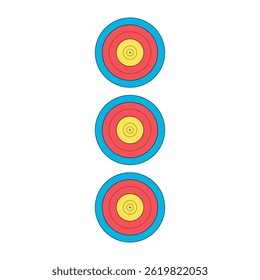 Objetivo de tiro con arco. Disparando al objetivo. Objetivo en el fondo blanco. Concepto de tiro con arco o alcanzar la meta en los negocios. Ilustración vectorial. Vector de icono de destino. Icono de flecha. Señal de gol. EPS 10