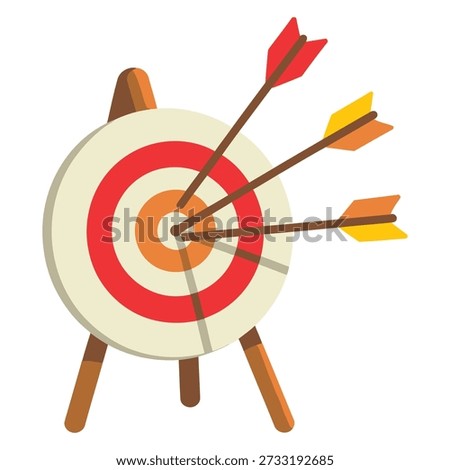 Archery target with three arrows hitting the center bullseye accurately icon