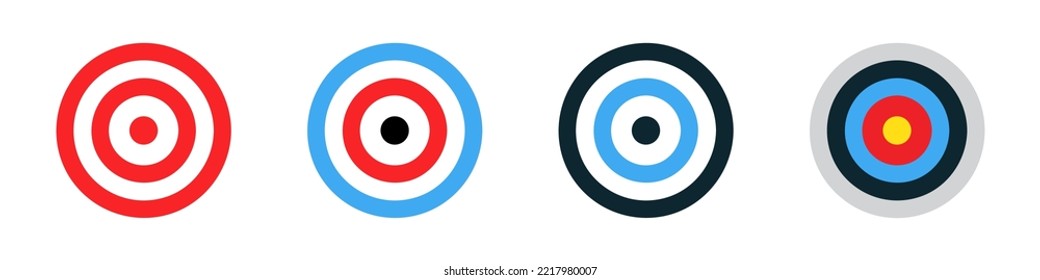Archery targets isolated illustration. Archery target icon set. Dartboard icons. EPS 10