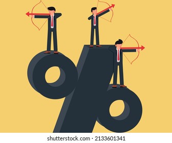 Archery team of businessmen looking for targets.concept looking for a growing business 
