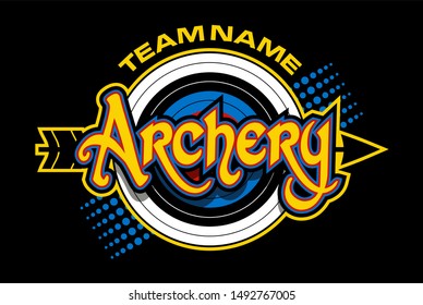 archery team design with arrow and bullseye for school, college or league