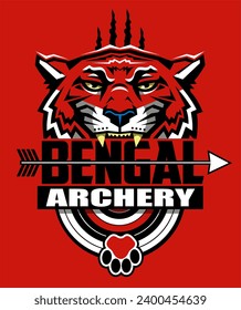 archery team design with bengal mascot for school, college or league sports