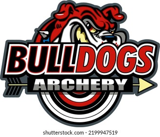 archery team design with bulldog mascot for school, college or league