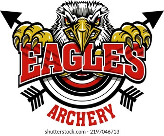 archery team design with eagle mascot and target for school, college or league