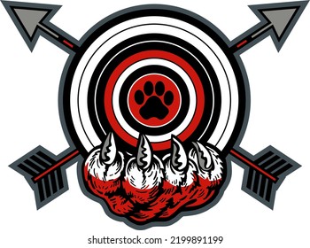 archery team design with large mascot paw for school, college or league