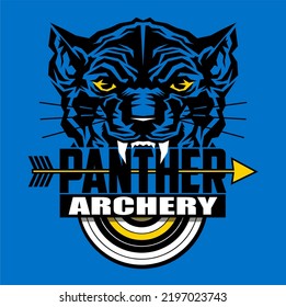 archery team design with panther mascot for school, college or league