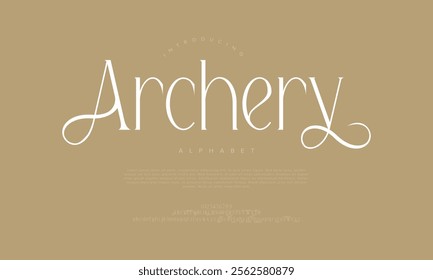 Archery typography beauty fashion elegant minimalist serif italic fonts decorative wedding vintage retro logos. Minimal luxury font alphabet logo. Vector illustration