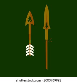 Archery vector arrow and a spear. Midle ages weapon vector art icon