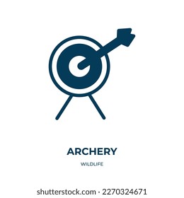 archery vector icon. archery, target, arrow filled icons from flat wildlife concept. Isolated black glyph icon, vector illustration symbol element for web design and mobile apps