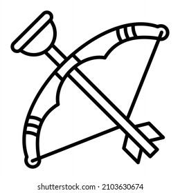 Archery Vector Outline Icon Isolated On White Background
