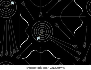 Archery vector seamless background with crossbows and arrows