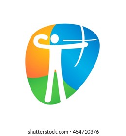 archery Web button isolated on white background. Athlete Sport Game Logo Competition Icon. Rio 2016 Olympic games in Brazil. summer Sport games symbols. vector illustration