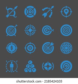 Web-Icons für Bogenschießen. Bogenschießen und Kunst, Symbol für Ziel und Dartboard, Vektorzeichen