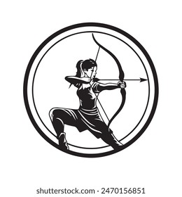 Archery woman. Great for girls, people, women, beautiful, archery, black, background, art, bows and more.